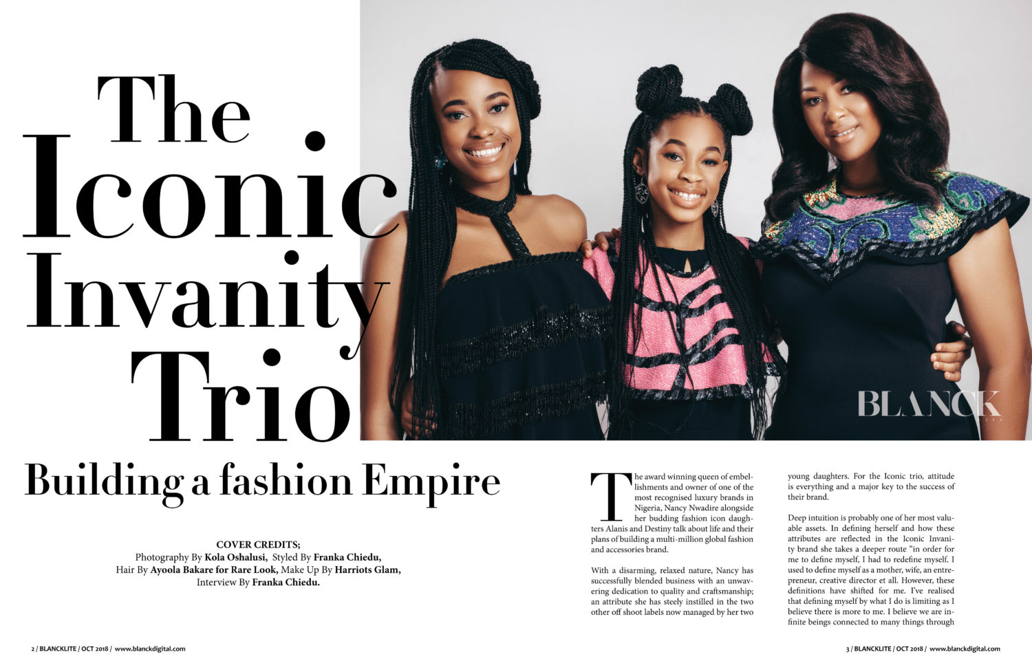 Nancy, Destiny & Alanis Nwadire Are The Latest Cover Stars For Blanck Magazine