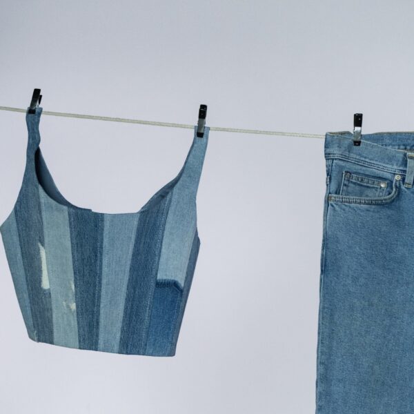 Denim crop top and jeans