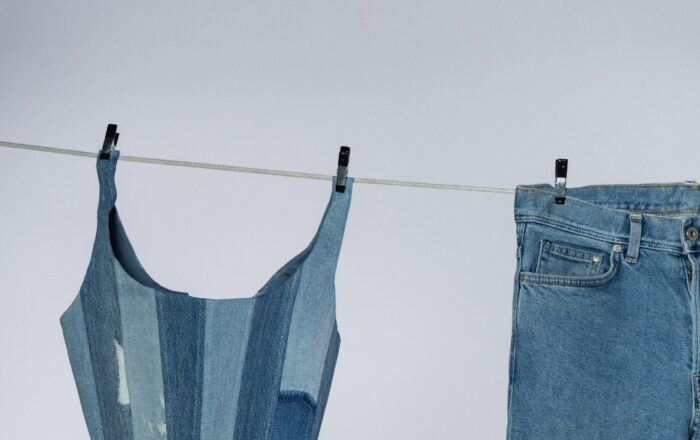 Denim crop top and jeans
