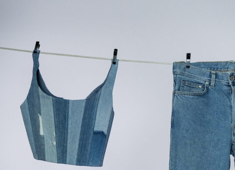 Denim crop top and jeans