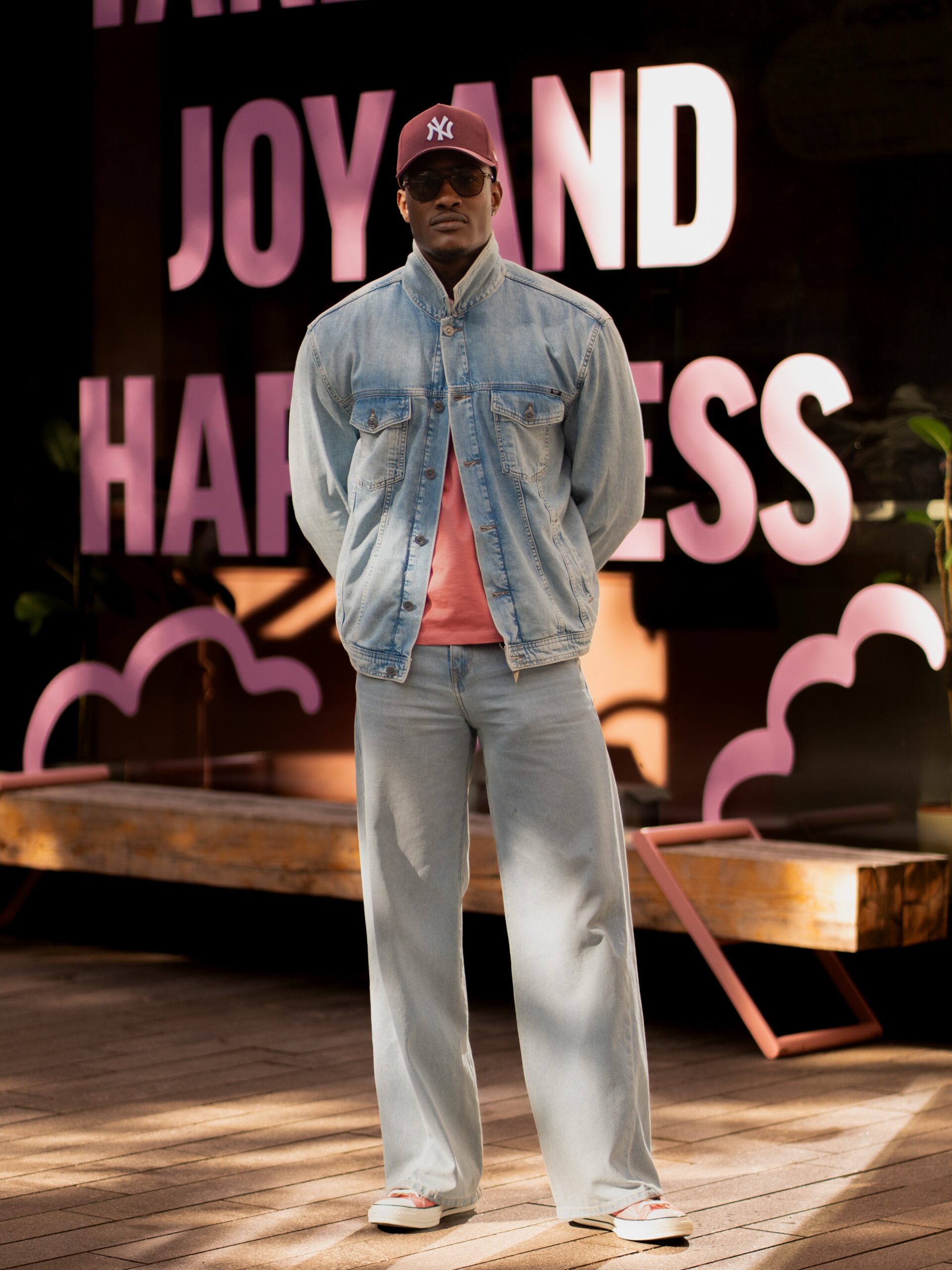 Denim jacket and jeans