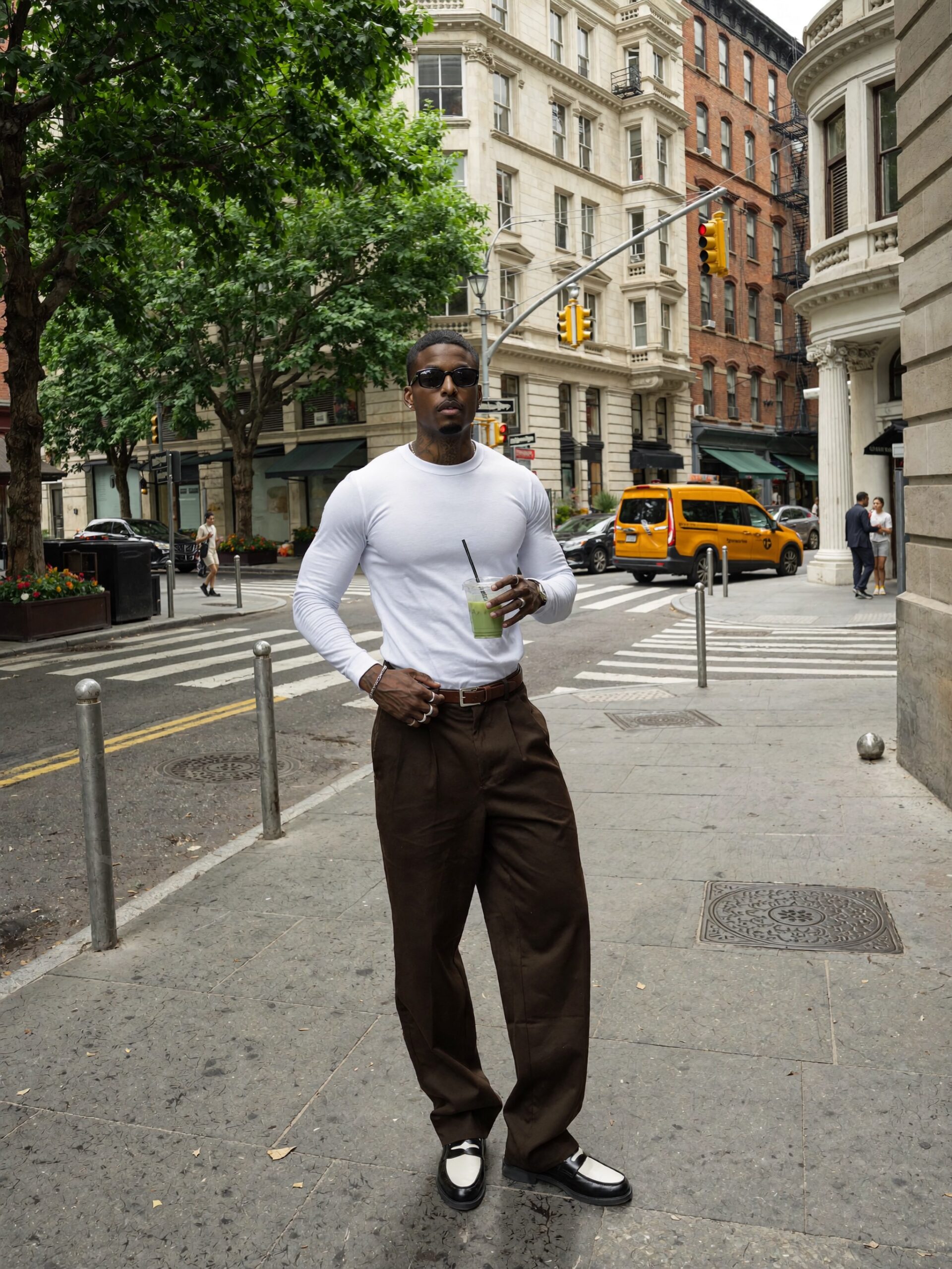 White long-sleeve shirt and pants