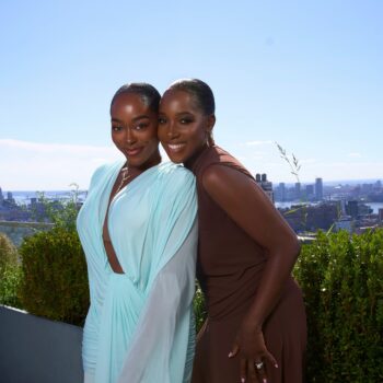 Powder blue and brown outfits