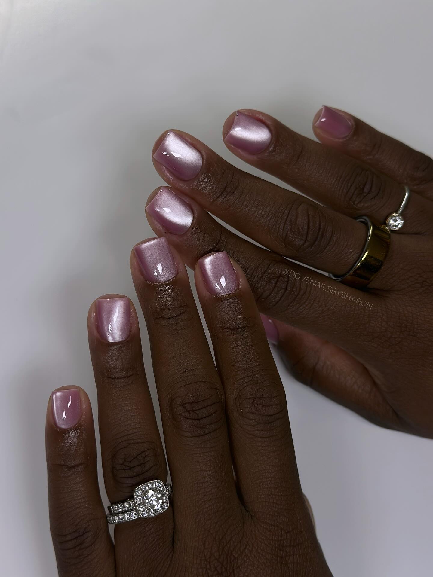 Pink cat eye nails