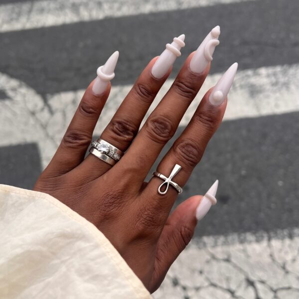 White almond nail designs