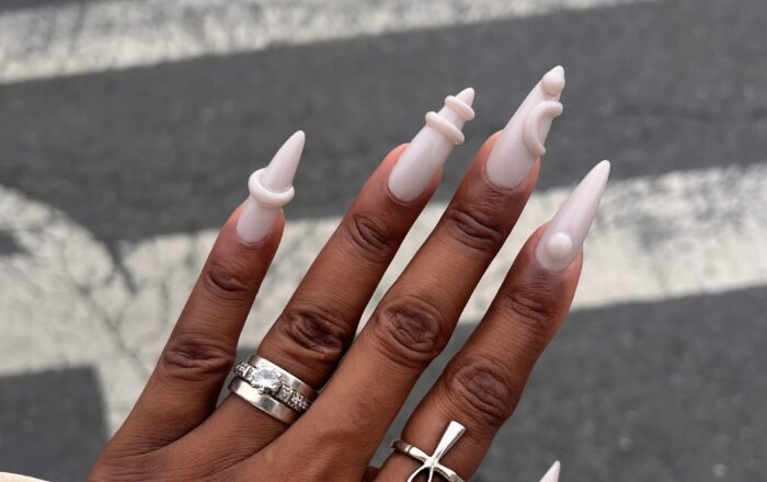 White almond nail designs