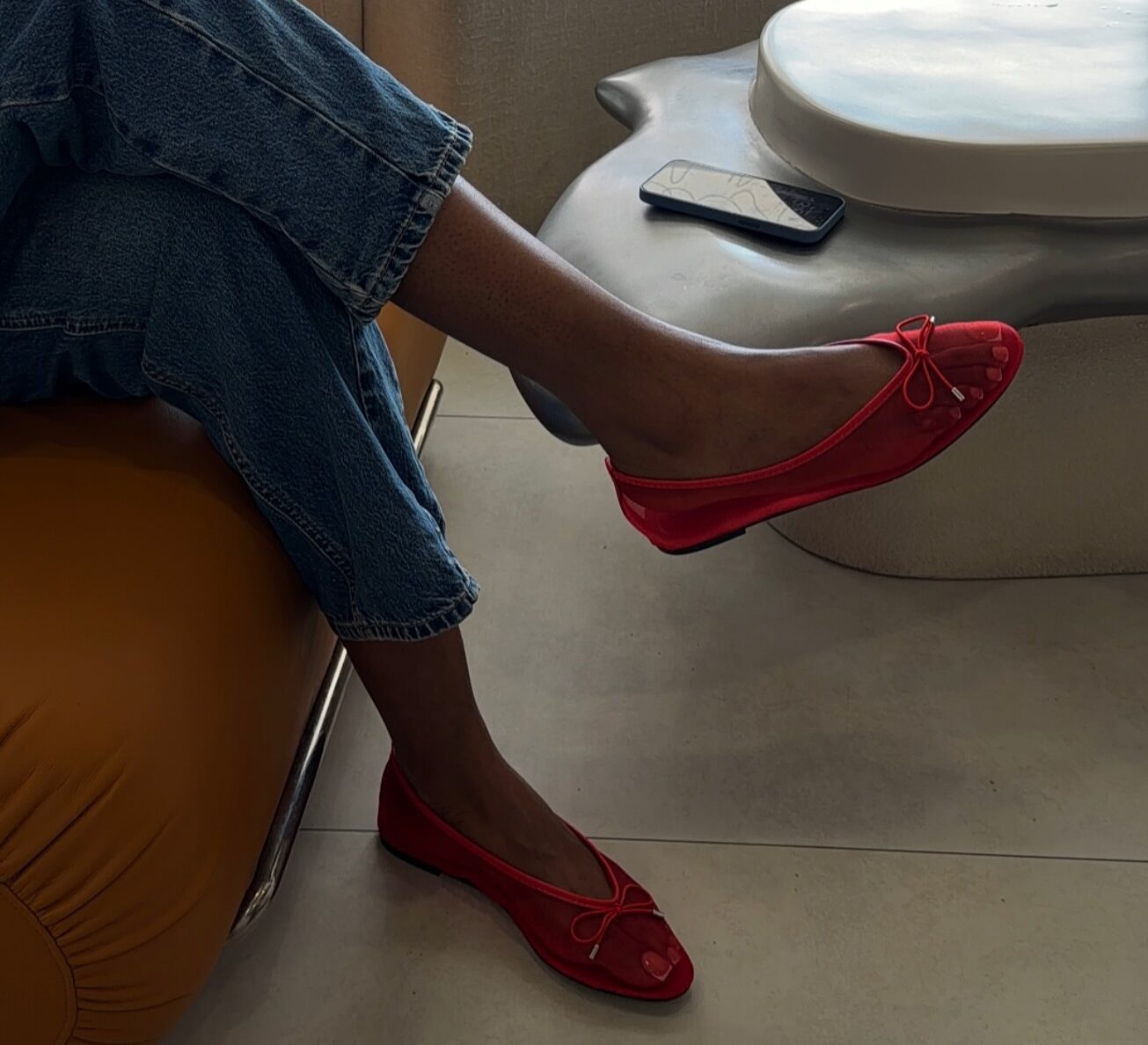 Red mesh shoes